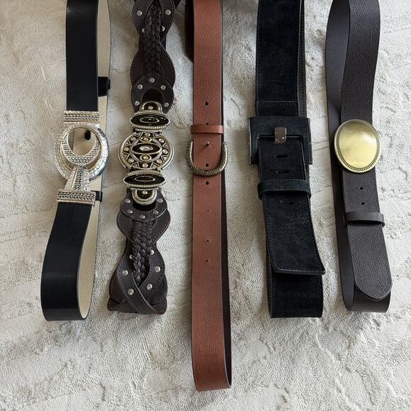 Chico’s Belt Lot of 8 Leather Silver Gold Metal Buckles Black Brown Rhinestones main image 14
